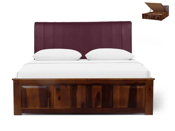 Regal Queen Hydraulic Storage Bed in Burgundy Leatherite